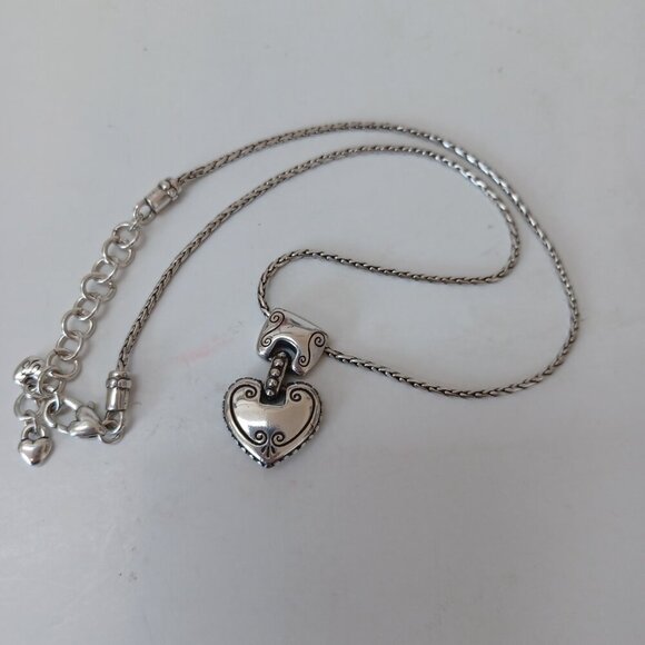 Brighton Silver Heart Necklace Pendant with Chain Cafe Au Lait - Picture 4 of 11